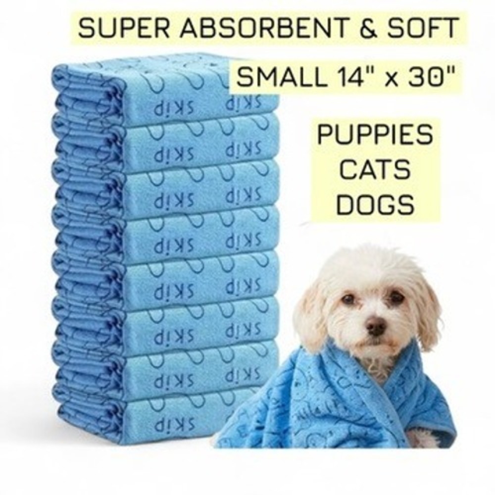Quick Drying Super Absorbent Microfiber Pet Towels‎ SMALL 14"x30" Grooming 3pk